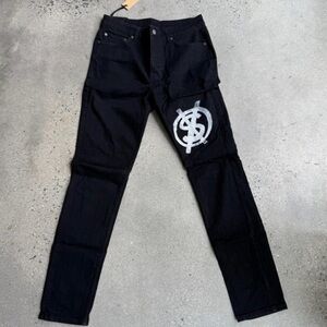 Ksubi Black Slim Jeans with White Logo Graphic